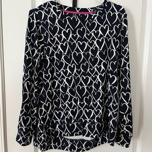 Joules Navy and Cream Heart Pattern Sweatshirt
